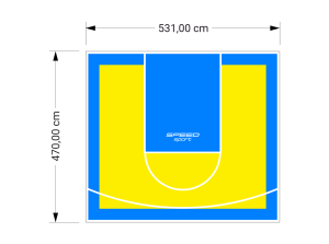 25M2/470X531CM ŻÓŁTO-BŁĘKITNE BOISKO DO KOSZYKÓWKI SPEEDSPORT HEXA POWER PRO