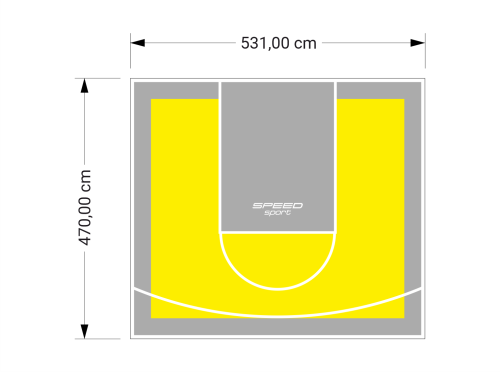 25M2/470X531CM ŻÓŁTO-SZARE BOISKO DO KOSZYKÓWKI SPEEDSPORT HEXA POWER PRO