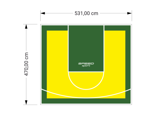 25M2/470X531CM ŻÓŁTO-ZIELONE BOISKO DO KOSZYKÓWKI SPEEDSPORT HEXA POWER PRO
