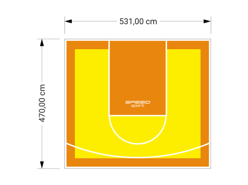 25M2/470X531CM ŻÓŁTO-POMARAŃCZOWE BOISKO DO KOSZYKÓWKI SPEEDSPORT HEXA POWER PRO