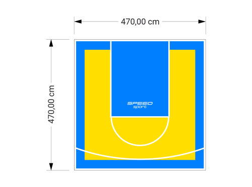 22M2/470X470CM ŻÓŁTO-BŁĘKITNE BOISKO DO KOSZYKÓWKI SPEEDSPORT HEXA POWER PRO