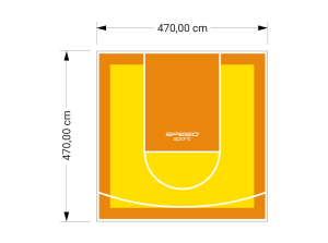 22M2/470X470CM ŻÓŁTO-POMARAŃCZOWE BOISKO DO KOSZYKÓWKI SPEEDSPORT HEXA POWER PRO