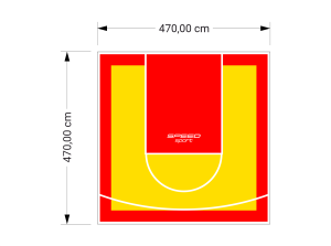 22M2/470X470CM ŻÓŁTO-CZERWONE BOISKO DO KOSZYKÓWKI SPEEDSPORT HEXA POWER PRO