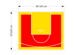 26M2/470X561CM CZERWONO-ŻÓŁTE BOISKO DO KOSZYKÓWKI SPEEDSPORT HEXA POWER PRO