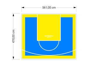 26M2/470X561CM BŁĘKITNO-ŻÓŁTE BOISKO DO KOSZYKÓWKI SPEEDSPORT HEXA POWER PRO