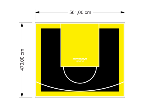 26M2/470X561CM CZARNO-ŻÓŁTE BOISKO DO KOSZYKÓWKI SPEEDSPORT HEXA POWER PRO
