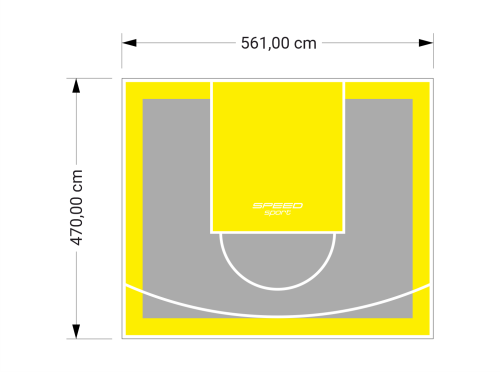 26M2/470X561CM SZARO-ŻÓŁTE BOISKO DO KOSZYKÓWKI SPEEDSPORT HEXA POWER PRO