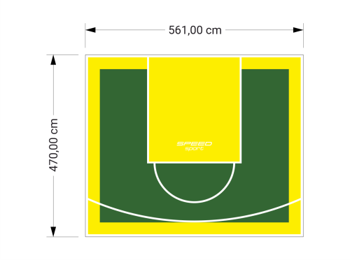 26M2/470X561CM ZIELONO-ŻÓŁTE BOISKO DO KOSZYKÓWKI SPEEDSPORT HEXA POWER PRO
