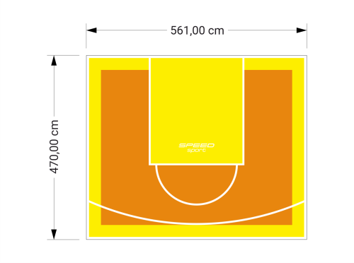 26M2/470X561CM POMARAŃCZOWO-ŻÓŁTE BOISKO DO KOSZYKÓWKI SPEEDSPORT HEXA POWER PRO
