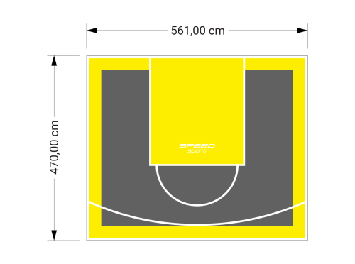 26M2/470X561CM GRAFITOWO-ŻÓŁTE BOISKO DO KOSZYKÓWKI SPEEDSPORT HEXA POWER PRO