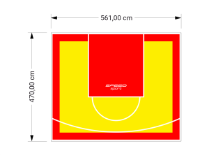 26M2/470X561CM ŻÓŁTO-CZERWONE BOISKO DO KOSZYKÓWKI SPEEDSPORT HEXA POWER PRO