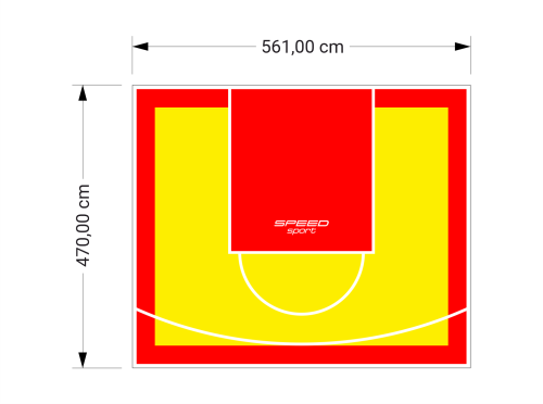 26M2/470X561CM ŻÓŁTO-CZERWONE BOISKO DO KOSZYKÓWKI SPEEDSPORT HEXA POWER PRO
