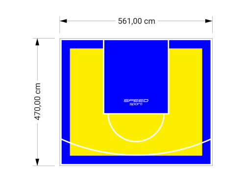 26M2/470X561CM ŻÓŁTO-NIEBIESKIE BOISKO DO KOSZYKÓWKI SPEEDSPORT HEXA POWER PRO