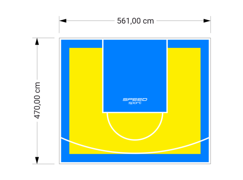 26M2/470X561CM ŻÓŁTO-BŁĘKITNE BOISKO DO KOSZYKÓWKI SPEEDSPORT HEXA POWER PRO