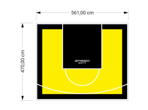 26M2/470X561CM ŻÓŁTO-CZARNE BOISKO DO KOSZYKÓWKI SPEEDSPORT HEXA POWER PRO