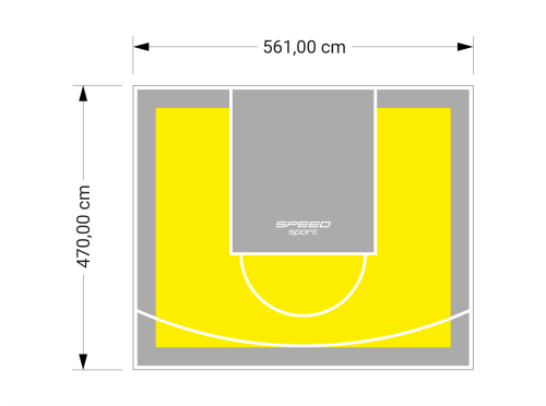 26M2/470X561CM ŻÓŁTO-SZARE BOISKO DO KOSZYKÓWKI SPEEDSPORT HEXA POWER PRO