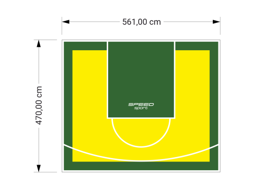 26M2/470X561CM ŻÓŁTO-ZIELONE BOISKO DO KOSZYKÓWKI SPEEDSPORT HEXA POWER PRO