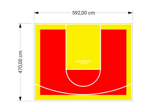 28M2/470X592CM CZERWONO-ŻÓŁTE BOISKO DO KOSZYKÓWKI SPEEDSPORT HEXA POWER PRO