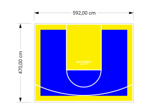 28M2/470X592CM NIEBIESKO-ŻÓŁTE BOISKO DO KOSZYKÓWKI SPEEDSPORT HEXA POWER PRO