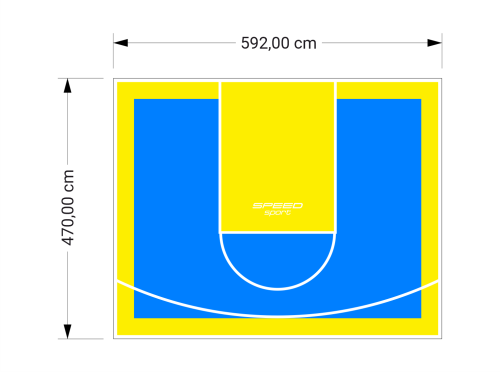 28M2/470X592CM BŁĘKITNO-ŻÓŁTE BOISKO DO KOSZYKÓWKI SPEEDSPORT HEXA POWER PRO