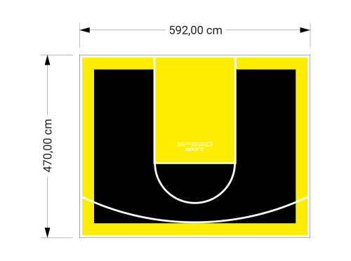 28M2/470X592CM CZARNO-ŻÓŁTE BOISKO DO KOSZYKÓWKI SPEEDSPORT HEXA POWER PRO