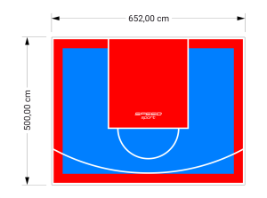 33M2/500X652CM BŁĘKITNO-CZERWONE BOISKO DO KOSZYKÓWKI SPEEDSPORT HEXA POWER PRO