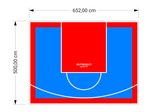 33M2/500X652CM BŁĘKITNO-CZERWONE BOISKO DO KOSZYKÓWKI SPEEDSPORT HEXA POWER PRO