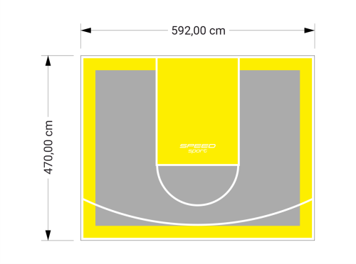 28M2/470X592CM SZARO-ŻÓŁTE BOISKO DO KOSZYKÓWKI SPEEDSPORT HEXA POWER PRO