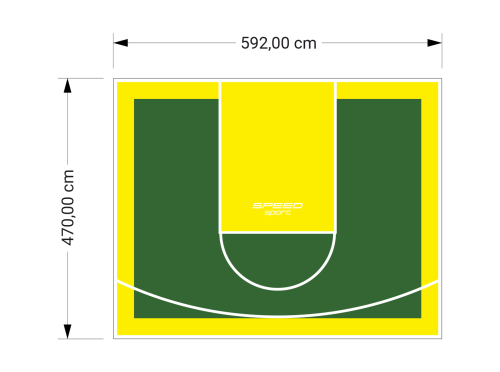 28M2/470X592CM ZIELONO-ŻÓŁTE BOISKO DO KOSZYKÓWKI SPEEDSPORT HEXA POWER PRO