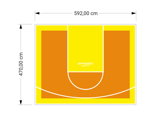 28M2/470X592CM POMARAŃCZOWO-ŻÓŁTE BOISKO DO KOSZYKÓWKI SPEEDSPORT HEXA POWER PRO