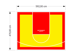 28M2/470X592CM ŻÓŁTO-CZERWONE BOISKO DO KOSZYKÓWKI SPEEDSPORT HEXA POWER PRO