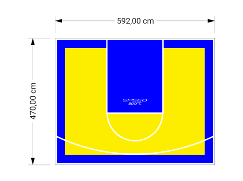 28M2/470X592CM ŻÓŁTO-NIEBIESKIE BOISKO DO KOSZYKÓWKI SPEEDSPORT HEXA POWER PRO