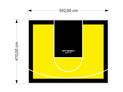 28M2/470X592CM ŻÓŁTO-CZARNE BOISKO DO KOSZYKÓWKI SPEEDSPORT HEXA POWER PRO