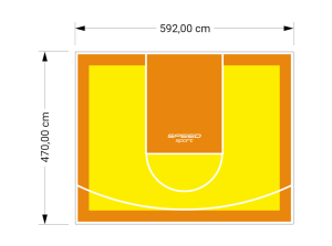 28M2/470X592CM ŻÓŁTO-POMARAŃCZOWE BOISKO DO KOSZYKÓWKI SPEEDSPORT HEXA POWER PRO