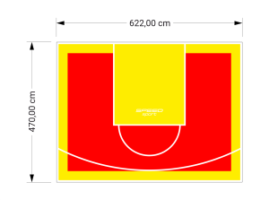 29M2/470X622CM CZERWONO-ŻÓŁTE BOISKO DO KOSZYKÓWKI SPEEDSPORT HEXA POWER PRO