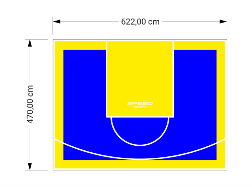 29M2/470X622CM NIEBIESKO-ŻÓŁTE BOISKO DO KOSZYKÓWKI SPEEDSPORT HEXA POWER PRO