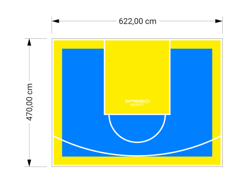29M2/470X622CM BŁĘKITNO-ŻÓŁTE BOISKO DO KOSZYKÓWKI SPEEDSPORT HEXA POWER PRO