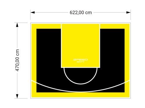 29M2/470X622CM CZARNO-ŻÓŁTE BOISKO DO KOSZYKÓWKI SPEEDSPORT HEXA POWER PRO