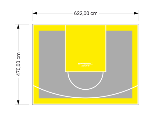 29M2/470X622CM SZARO-ŻÓŁTE BOISKO DO KOSZYKÓWKI SPEEDSPORT HEXA POWER PRO
