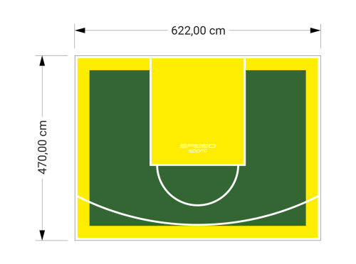 29M2/470X622CM ZIELONO-ŻÓŁTE BOISKO DO KOSZYKÓWKI SPEEDSPORT HEXA POWER PRO