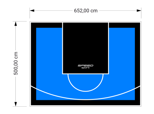 33M2/500X652CM BŁĘKITNO-CZARNE BOISKO DO KOSZYKÓWKI SPEEDSPORT HEXA POWER PRO
