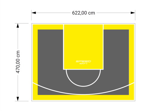 29M2/470X622CM GRAFITOWO-ŻÓŁTE BOISKO DO KOSZYKÓWKI SPEEDSPORT HEXA POWER PRO
