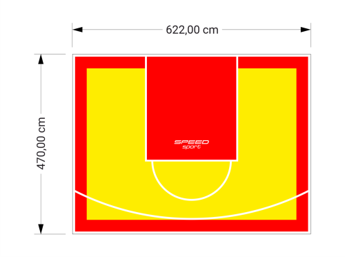 29M2/470X622CM ŻÓŁTO-CZERWONE BOISKO DO KOSZYKÓWKI SPEEDSPORT HEXA POWER PRO