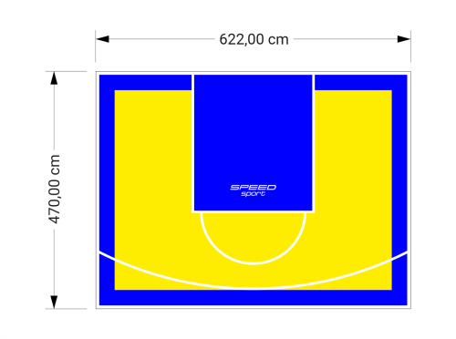 29M2/470X622CM ŻÓŁTO-NIEBIESKIE BOISKO DO KOSZYKÓWKI SPEEDSPORT HEXA POWER PRO