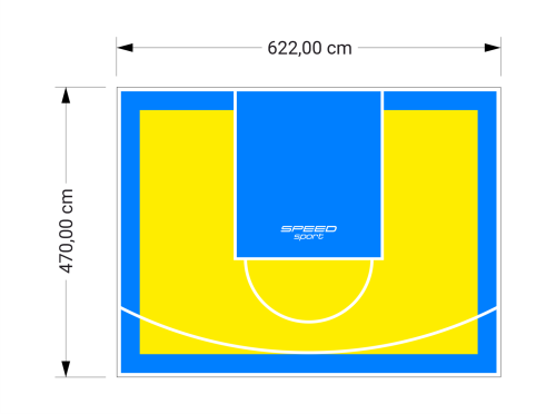 29M2/470X622CM ŻÓŁTO-BŁĘKITNE BOISKO DO KOSZYKÓWKI SPEEDSPORT HEXA POWER PRO