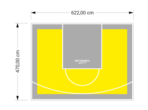 29M2/470X622CM ŻÓŁTO-SZARE BOISKO DO KOSZYKÓWKI SPEEDSPORT HEXA POWER PRO