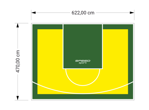 29M2/470X622CM ŻÓŁTO-ZIELONE BOISKO DO KOSZYKÓWKI SPEEDSPORT HEXA POWER PRO