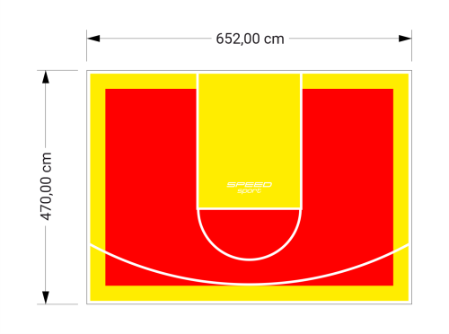 31M2/470X652CM CZERWONO-ŻÓŁTE BOISKO DO KOSZYKÓWKI SPEEDSPORT HEXA POWER PRO