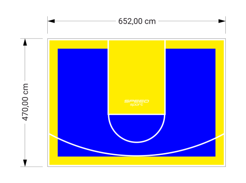 31M2/470X652CM NIEBIESKO-ŻÓŁTE BOISKO DO KOSZYKÓWKI SPEEDSPORT HEXA POWER PRO
