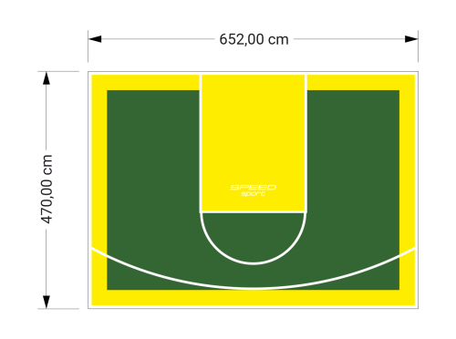 31M2/470X652CM ZIELONO-ŻÓŁTE BOISKO DO KOSZYKÓWKI SPEEDSPORT HEXA POWER PRO